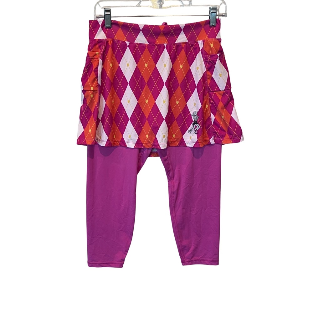 RunningSkirts Argyle Print Skort Pink Orange Skirt Capri Athletic Leggings Small